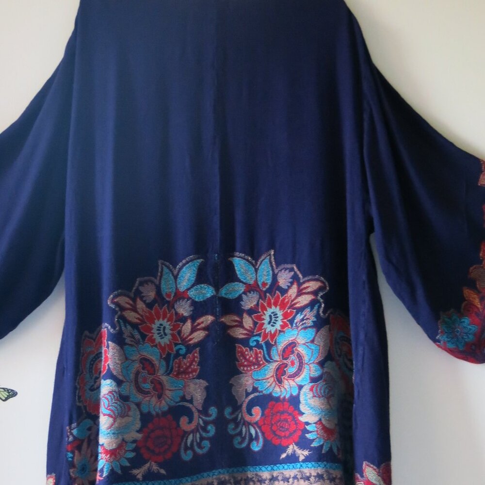 Time For Me Viscose Bohemian Floral Cardigan Kimono Top Size 2X( Fits Size S/M) - Picture 8 of 14